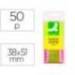Bloc de notas adhesivas quita y pon q-connect 38x51 mm neon pack de 3 unidades con 50 hojas por color