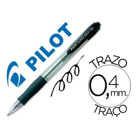 Boligrafo Pilot Super Grip negro 0,4 mm