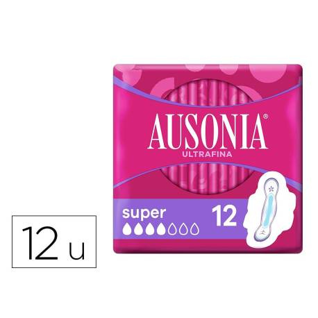 COMPRESA MARCA AUSONIA ULTRAFINA SUPER CON ALAS CAJA DE 12 UNIDADES