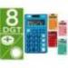 CALCULADORA MARCA LIDERPAPEL BOLSILLO XF14 8 DIGITOS SOLAR Y PILAS 115X65X8 MM EXPOSITOR DE 16 UNIDADES COLORES