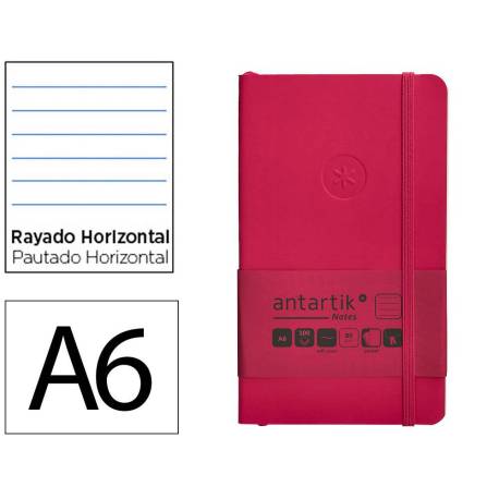 CUADERNO CON GOMILLA ANTARTIK NOTES TAPA BLANDA DIN A6 RAYAS BURDEOS 100 HOJAS 80 GR FSC