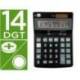 CALCULADORA LIDERPAPEL SOBREMESA XF31 14 DIGITOS SOLAR Y PILAS NEGRO 170X122X35 MM