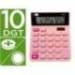 CALCULADORA LIDERPAPEL SOBREMESA XF23 10 DIGITOS SOLAR Y PILAS ROSA 127X105X24 MM