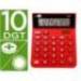 CALCULADORA LIDERPAPEL SOBREMESA XF22 10 DIGITOS SOLAR Y PILAS ROJO 127X105X24 MM