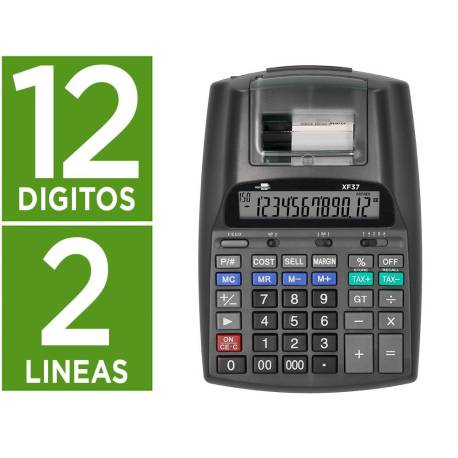 CALCULADORA LIDERPAPEL IMPRESORA PANTALLA PAPEL 58 MM 12 DIGITOS IMPRESION BICOLOR 225X158X56 MM