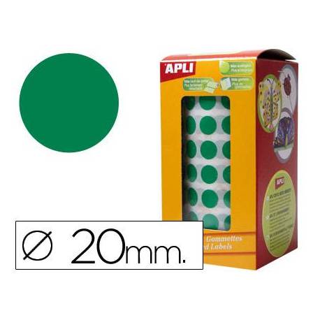 Gomets Apli circulares verdes 20mm