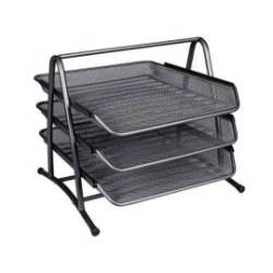 Bandeja sobremesa metalica q-connect kf00823 rejilla negra con 3 bandejas movibles 350x278x275 mm