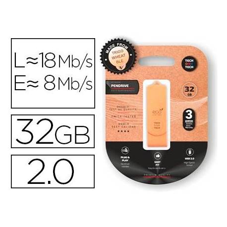 MEMORIA USB MARCA TECH ONE TECH ECOTECH BIODEGRADABLE 32 GB USB 2.0