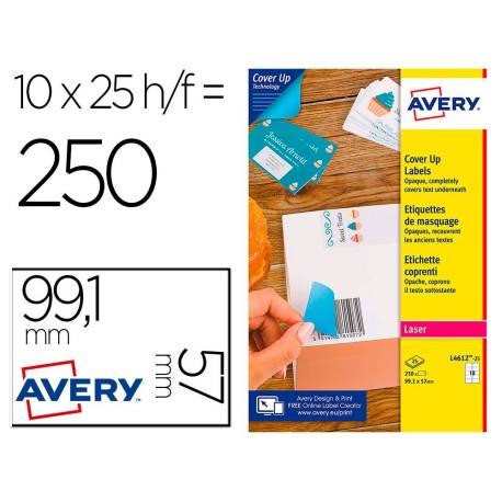 ETIQUETA ADHESIVA AVERY PERMANENTE PARA IMPRESORA LASER COLOR BLANCA 99,1X57 MM CAJA DE 250 UNIDADES