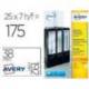 Etiqueta adhesiva Avery 38x192 mm Blanco Caja 175 unidades