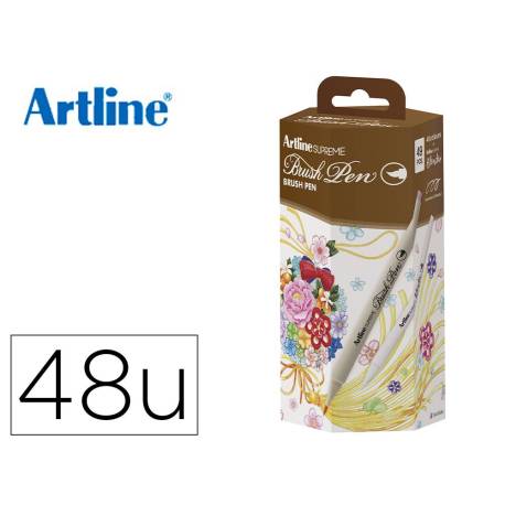 ROTULADOR MARCA ARTLINE SUPREME BRUSH EPFS-F PINTURA BASE DE AGUA PUNTA TIPO PINCEL FINO CAJA DE 48 UNIDADES COLORES
