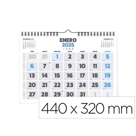 CALENDARIO ESPIRAL PARED MARCA LIDERPAPEL CLASICO 2025 NUMEROS GRANDES 44X32 CM PAPEL 128 GR