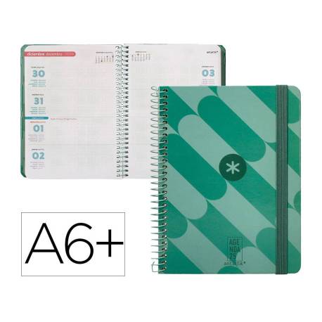 AGENDA ESPIRAL ANTARTIK PATTERN A6+ 2025 SEMANA VISTA VERDE PAPEL 80 GR