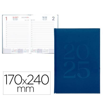 AGENDA ENCUADERNADA LIDERPAPEL CRETA 170 X 240 2025 DÍA PÁGINA COLOR AZUL PAPEL 70 GR