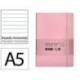 CUADERNO CON GOMILLA ANTARTIK NOTES TAPA BLANDA DIN A5 HOJAS RAYAS ROSA PASTEL 80 HOJAS 80 GR FSC