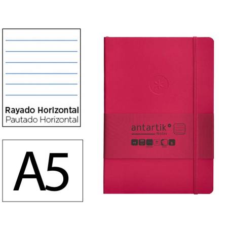 CUADERNO CON GOMILLA ANTARTIK NOTES TAPA BLANDA DIN A5 HOJAS RAYAS BURDEOS 80 HOJAS 80 GR FSC