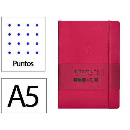 CUADERNO CON GOMILLA ANTARTIK NOTES TAPA BLANDA DIN A5 HOJAS PUNTOS BURDEOS 80 HOJAS 80 GR FSC