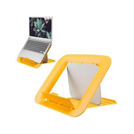 SOPORTE PARA PORTATIL MARCA LEITZ ERGO COSY AJUSTABLE 4 ALTURAS COLOR AMARILLO 310X50X247 MM