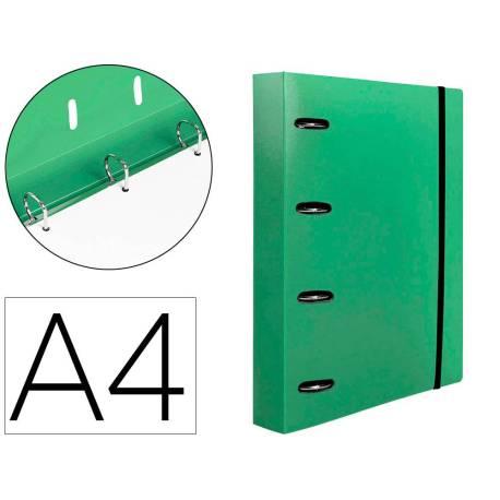 CARPETA CON RECAMBIO 4 ANILLAS 25MM LIDERPAPEL DIN A4 VERDE POLIPROPILENO