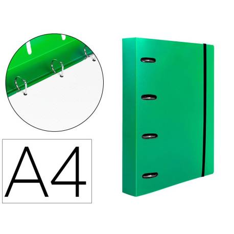 CARPETA 4 ANILLAS 25 MM LIDERPAPEL DIN A4 VERDE POLIPROPILENO