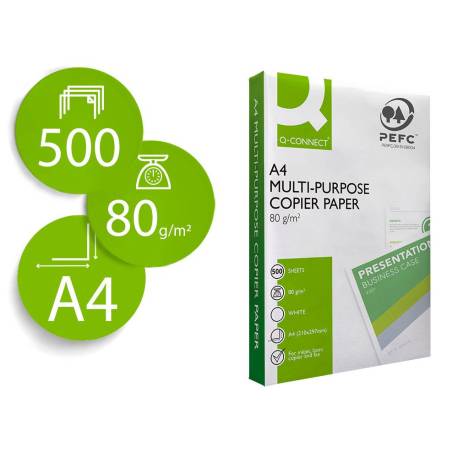 PAPEL FOTOCOPIADORA MARCA Q-CONNECT ECONOMY DIN A4 80 GRAMOS PAQUETE DE 500 HOJAS