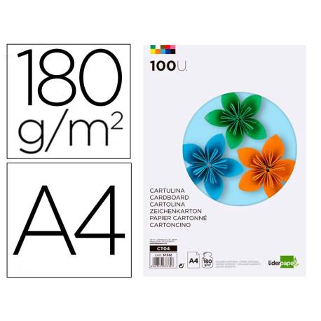 Cartulina marca Liderpapel 10 colores surtidos a4 180 g/m2