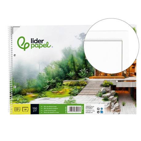 Bloc de dibujo Liderpapel Folio 20 hojas 130 gr