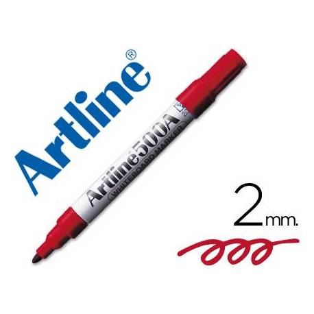 Rotulador Artline EK-500 punta redonda 2 mm recargable rojo para pizarra