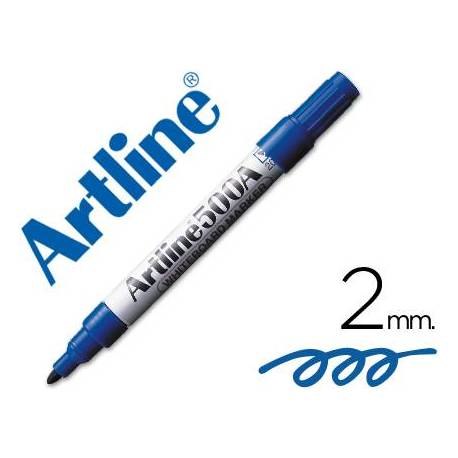 Rotulador Artline EK-500 punta redonda 2 mm recargable azul para pizarra