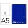 Cuaderno espiral Liderpapel Din A5 micro serie azul tapa blanda 80h 75 gr liso 6taladros color azul