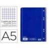 Cuaderno espiral Liderpapel Din A5 micro serie azul tapa blanda 80h 75 gr cuadro5mm 6 taladros color azul