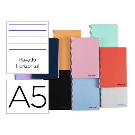 Bloc Liderpapel DIN A5 wonder rayado horizontal 80 hojas con margen tapa plástico 90 gr “no se puede elegir”