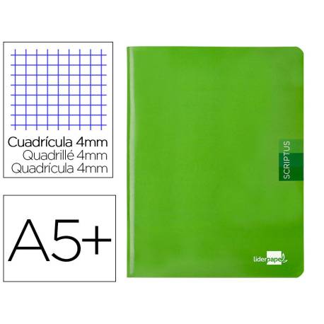 Libreta escolar Liderpapel Scriptus verde cuadricula 4mm 48 hojas tamaño DIN A5