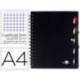 Cuaderno espiral liderpapel a4 micro executive tapa plastico 100h 80 gr cuadro 5mm 5 separadores con gomilla negro