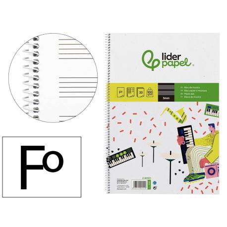 Bloc musica Liderpapel Folio vertical interlineado 3mm