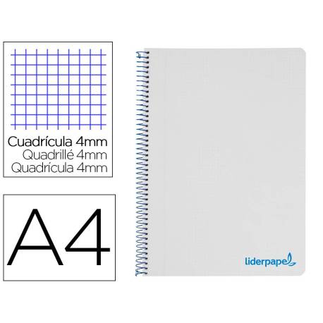 Bloc Liderpapel Din A4 wonder cuadrícula 4mm tapa polipropileno 90 gr gris