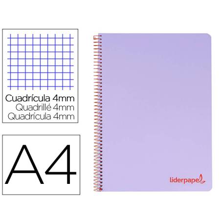 Bloc Liderpapel Din A4 wonder cuadrícula 4mm tapa polipropileno 90 gr 120 hojas violeta