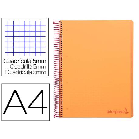 Bloc Liderpapel DIN A4 wonder cuadrícula 5mm tapa polipropileno 90gr color naranja