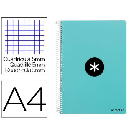 Cuaderno espiral Antartik DIN A4 microperforado Tapa dura 80 hojas 100g/m2 Menta