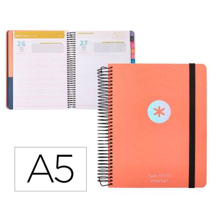 AGENDA ESCOLAR ANTARTIK AÑO 24 - 25 CURSO COLECCIÓN MINIMAL ORANGE DÍA PÁGINA DIN A5