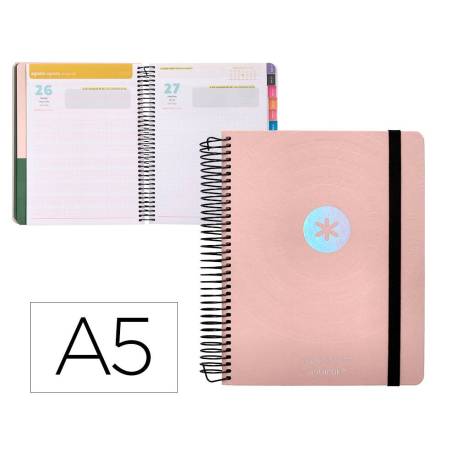 AGENDA ESCOLAR ANTARTIK AÑO 24 - 25 CURSO COLECCIÓN MINIMAL PINK DÍA PÁGINA DIN A5