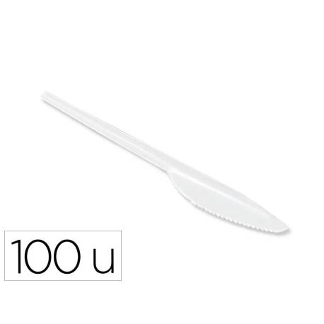 CUCHILLO DE PLASTICO COLOR BLANCO REUTILIZABLE PAQUETE DE 100 UNIDADES