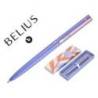 BOLIGRAFO BELIUS ROSE ALUMINIO LAVANDA/ORO ROSA TINTA AZUL CAJA DE DISEÑO
