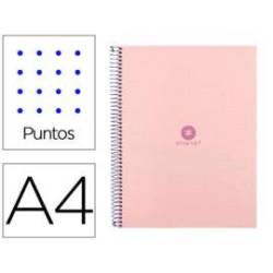 CUADERNO ESPIRAL LIDERPAPEL A4 MICRO ANTARTIK TAPA FORRADA80H 90 GR RAYADO PUNTOS 1 BANDA 4 TALADROS COLOR ROSA