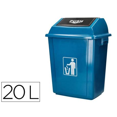 PAPELERA CONTENEDOR MARCA Q-CONNECT PLASTICO CON TAPA DE BALANCIN 20 LITROS 340X240X450 MM AZUL