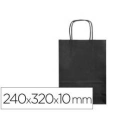 BOLSA PAPEL Q-CONNECT CELULOSA COLOR NEGRO S CON ASA RETORCIDA 240X320X10 MM