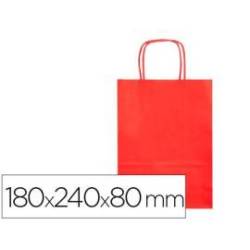 BOLSA PAPEL Q-CONNECT CELULOSA COLOR ROJO XS CON ASA RETORCIDA 180X240X80 MM