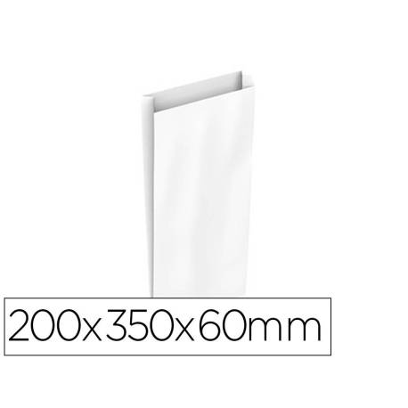 SOBRE PAPEL BASIKA CELULOSA COLOR BLANCO CON FUELLE M 200X350X60 MM PAQUETE DE 25 UNIDADES