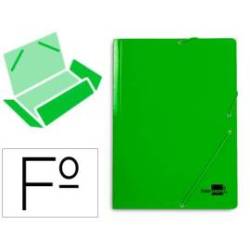 CARPETA LIDERPAPEL GOMAS FOLIO 3 SOLAPAS CARTON PLASTIFICADO VERDE