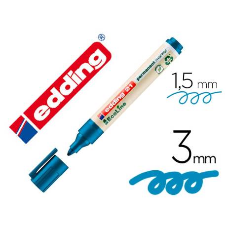 ROTULADOR EDDING 21 MARCADOR PERMANENTE ECOLINE 90% RECICLADO AZUL PUNTA REDONDA 1,5-3 MM RECARGABLE